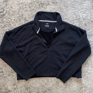 🌿 Aerie American Eagle Black Crop Quarter Zip Sml
